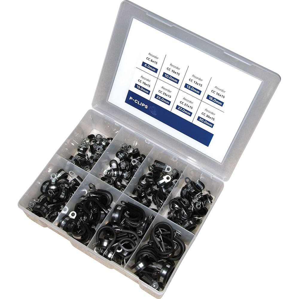 Kale 160pc Cable Clamp/P-Clip Assortment 15mm W1