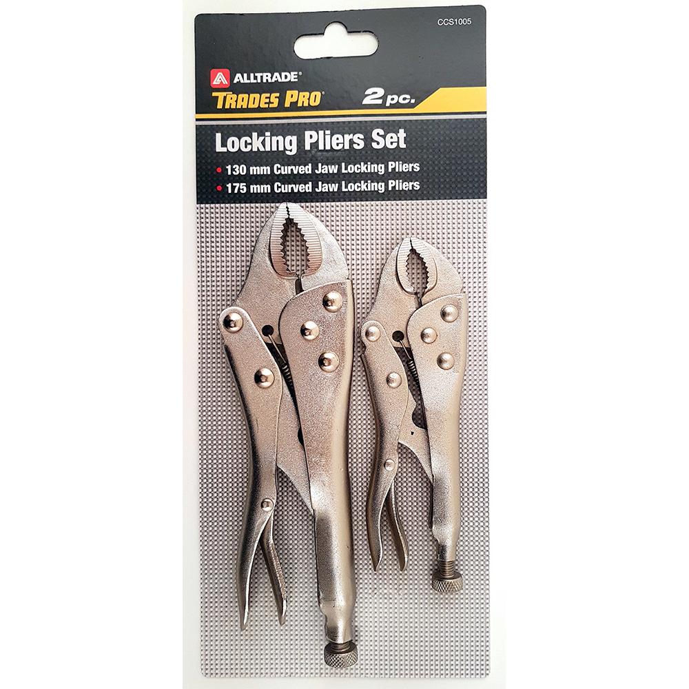 Trades Pro 2pc Pack 130mm/5-1/4" & 175mm/7" Curved Jaw Locking Plier Set