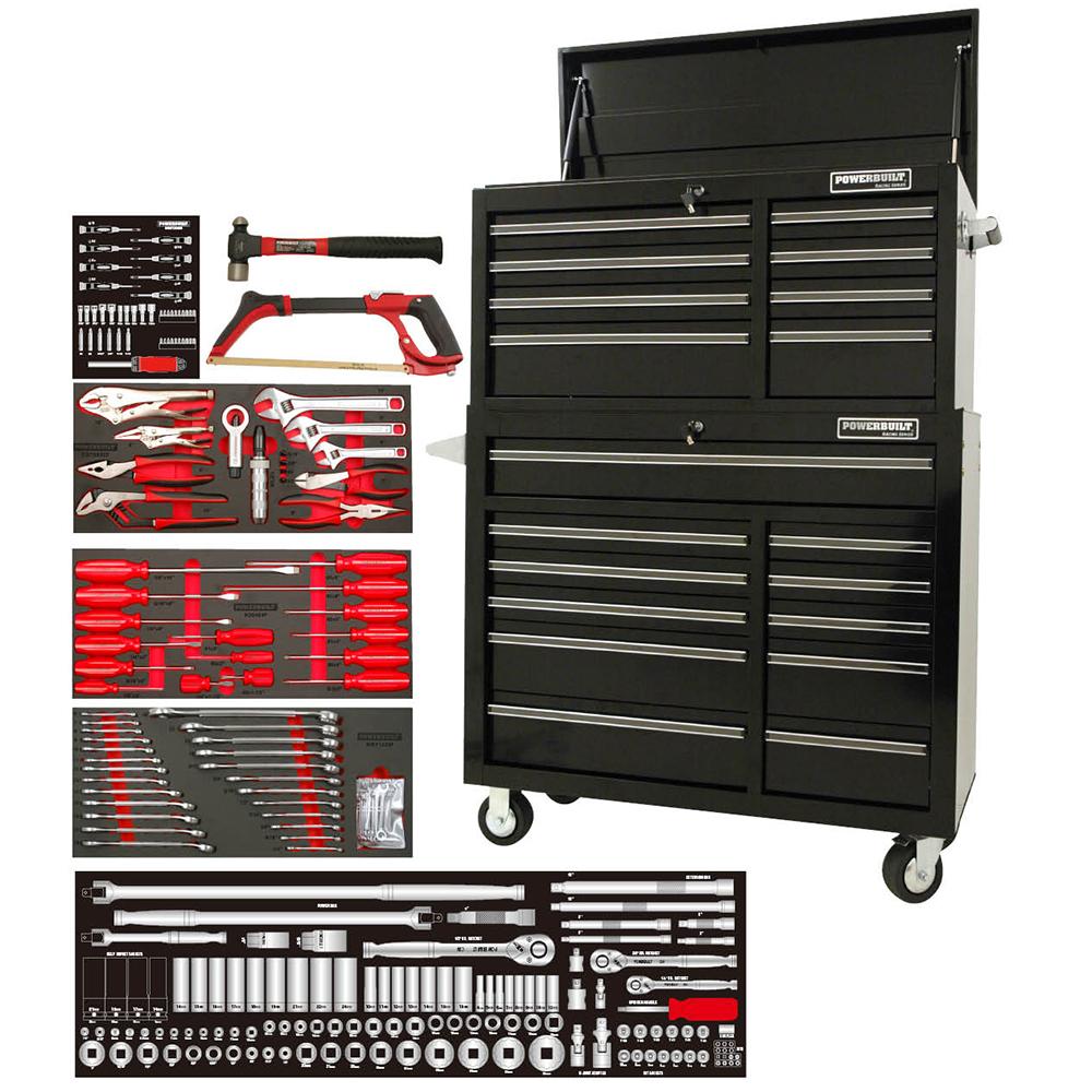 Powerbuilt 254pc 41” Tool Chest, Roller Cabinet & Assorted Tools