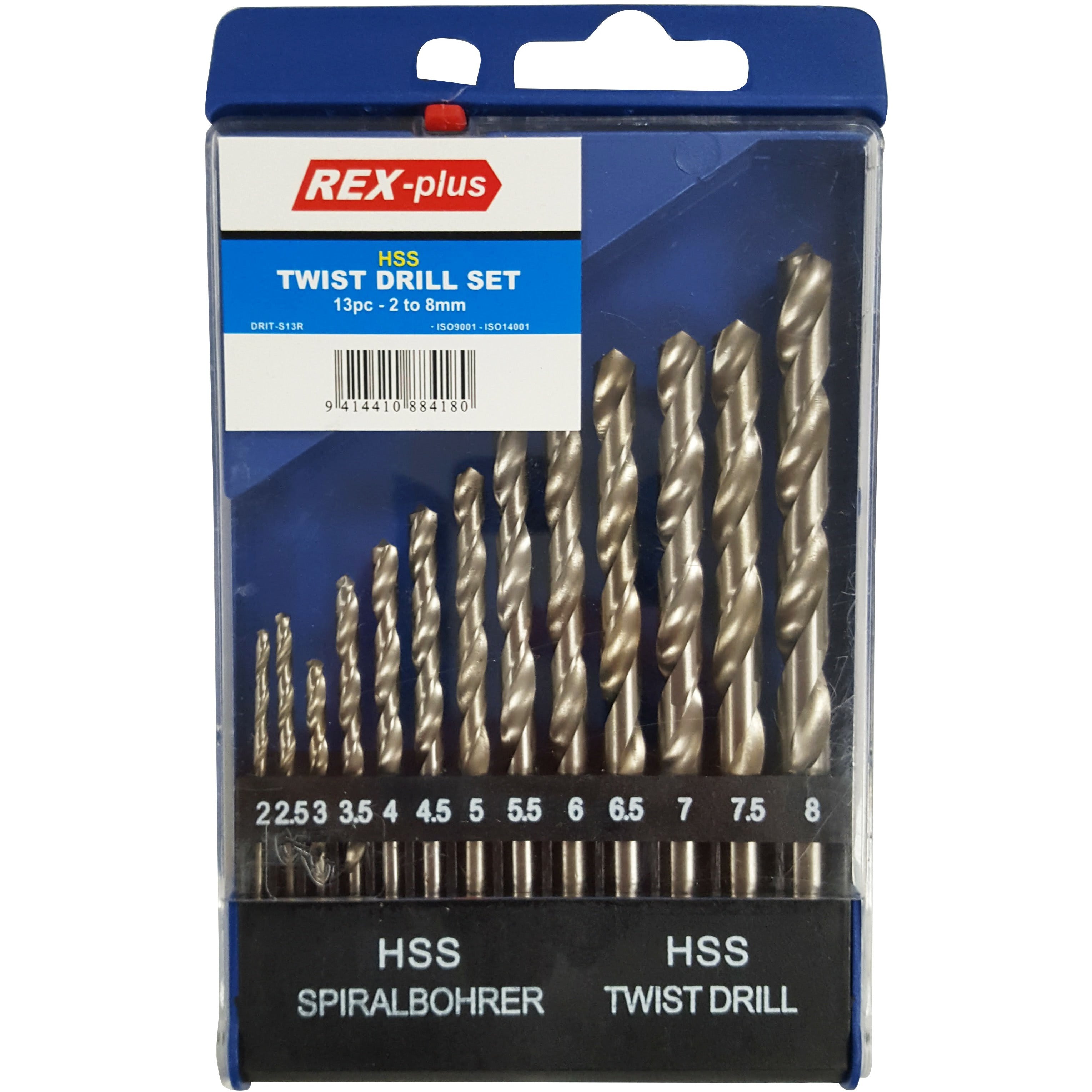 Rex-Plus Twist Drill Set 13pc; 2 - 8mm-Power Tool Accessories-Tool Factory