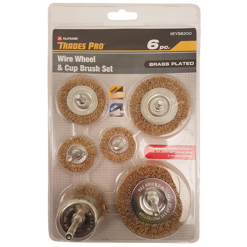 Trades Pro 6pc Wire Wheel & Cup Brush Set