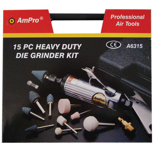 AmPro Air Die Grinder Kit 15pc-Air Tools-Tool Factory