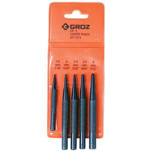 Groz 5Pc Centre Punch Set (1.5Mm To 4.0Mm) | Punches & Chisels - Sets-Hand Tools-Tool Factory