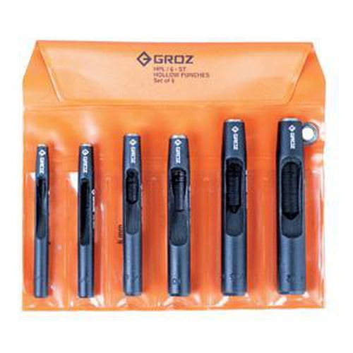 Groz 6Pc Hollow Punch Set | Punches & Chisels - Sets-Hand Tools-Tool Factory
