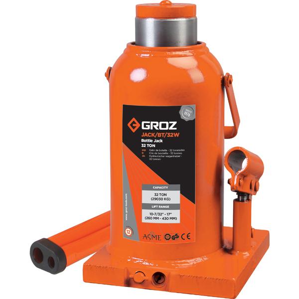 Groz 32T Hydraulic Bottle Jack | Jacks & Axle Stands-Workshop Equipment-Tool Factory