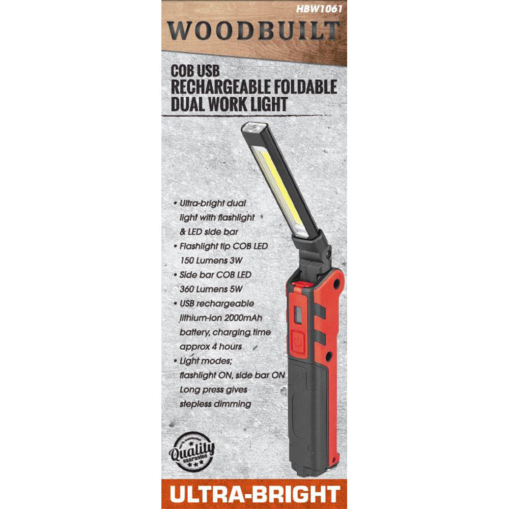 Woodbuilt LED Rechargeable Foldable Dual Work Light