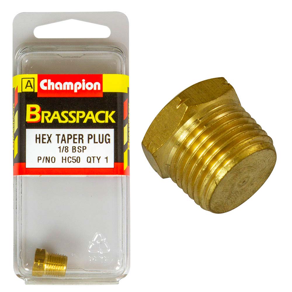 Champion Brass 1/8in BSP Hex Taper Plug