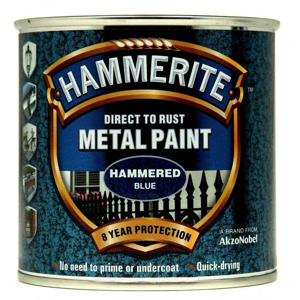 Hammerite Direct to Rust Metal Paint Hammered Blue 250ml-Metal Protection & Paint-Tool Factory