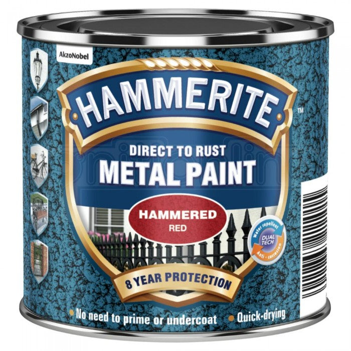 Hammerite Direct to Rust Metal Paint Hammered Red 250ml-Metal Protection & Paint-Tool Factory