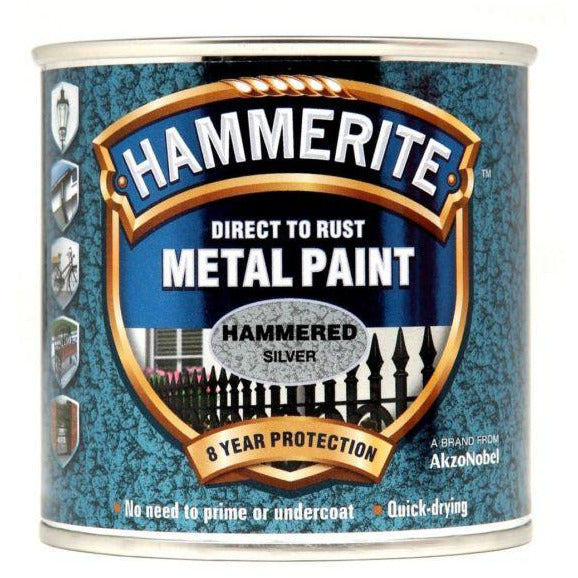 Hammerite Direct to Rust Metal Paint Hammered Silver 250ml-Metal Protection & Paint-Tool Factory