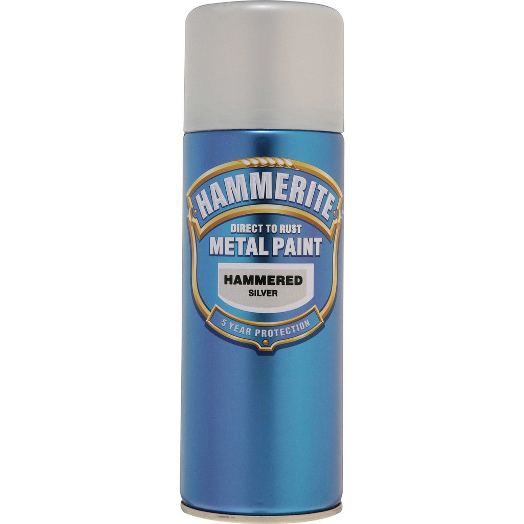 Hammerite Direct to Rust Metal Paint Hammered Silver 400ml Aerosol Spr