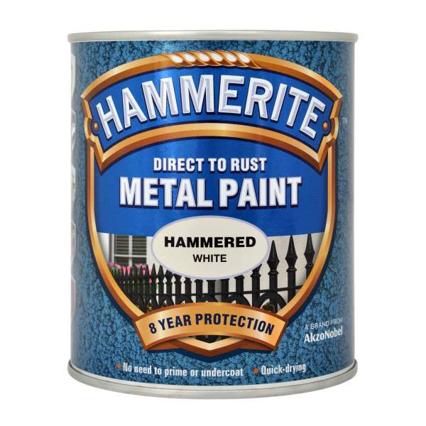 Hammerite Direct to Rust Metal Paint Hammered White 750ml-Metal Protection & Paint-Tool Factory