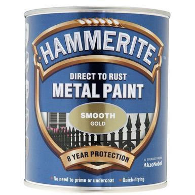 Hammerite Direct to Rust Metal Paint Smooth Gold 250ml-Metal Protection & Paint-Tool Factory