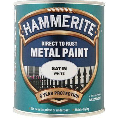 Hammerite Direct to Rust Metal Paint Satin White 250ml-Metal Protection & Paint-Tool Factory
