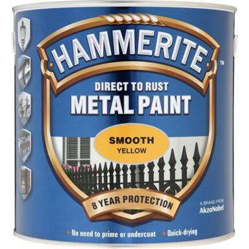 Hammerite Direct to Rust Metal Paint Smooth Yellow 250ml-Metal Protection & Paint-Tool Factory