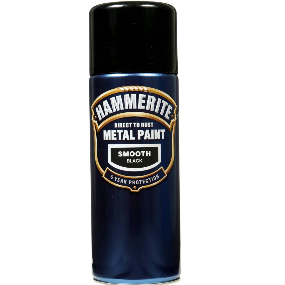 Hammerite Direct to Rust Metal Paint Smooth Black 400ml Aerosol Spray