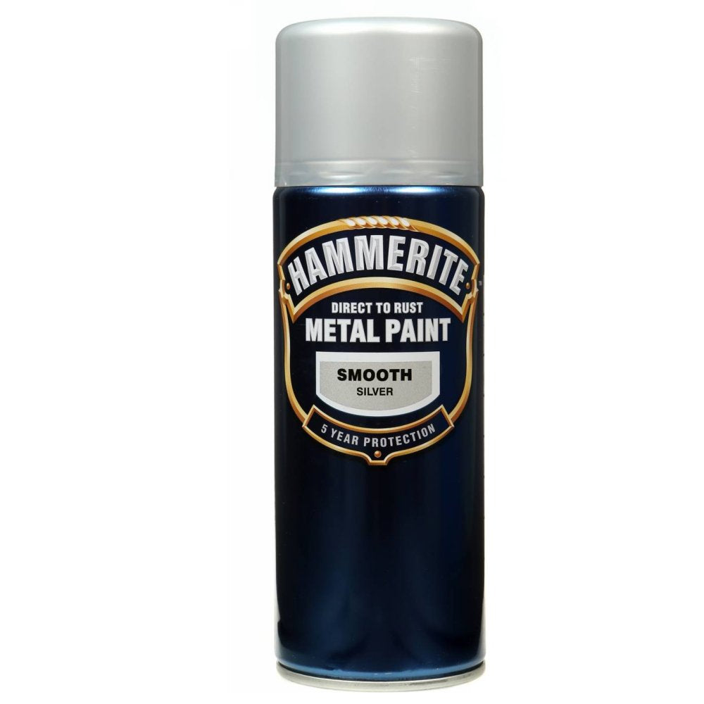 Hammerite Direct to Rust Metal Paint Smooth Silver 400ml Aerosol Spray