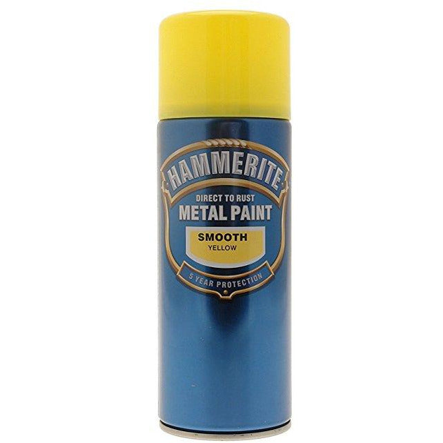 Hammerite Direct to Rust Metal Paint Smooth Yellow 400ml Aerosol