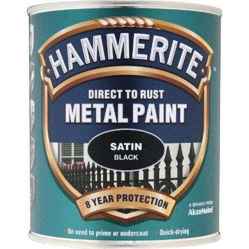 Hammerite Direct to Rust Metal Paint Satin Black 750ml-Metal Protection & Paint-Tool Factory