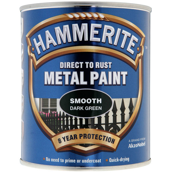 Hammerite Direct to Rust Metal Paint Smooth Dark Green 750ml-Metal Protection & Paint-Tool Factory
