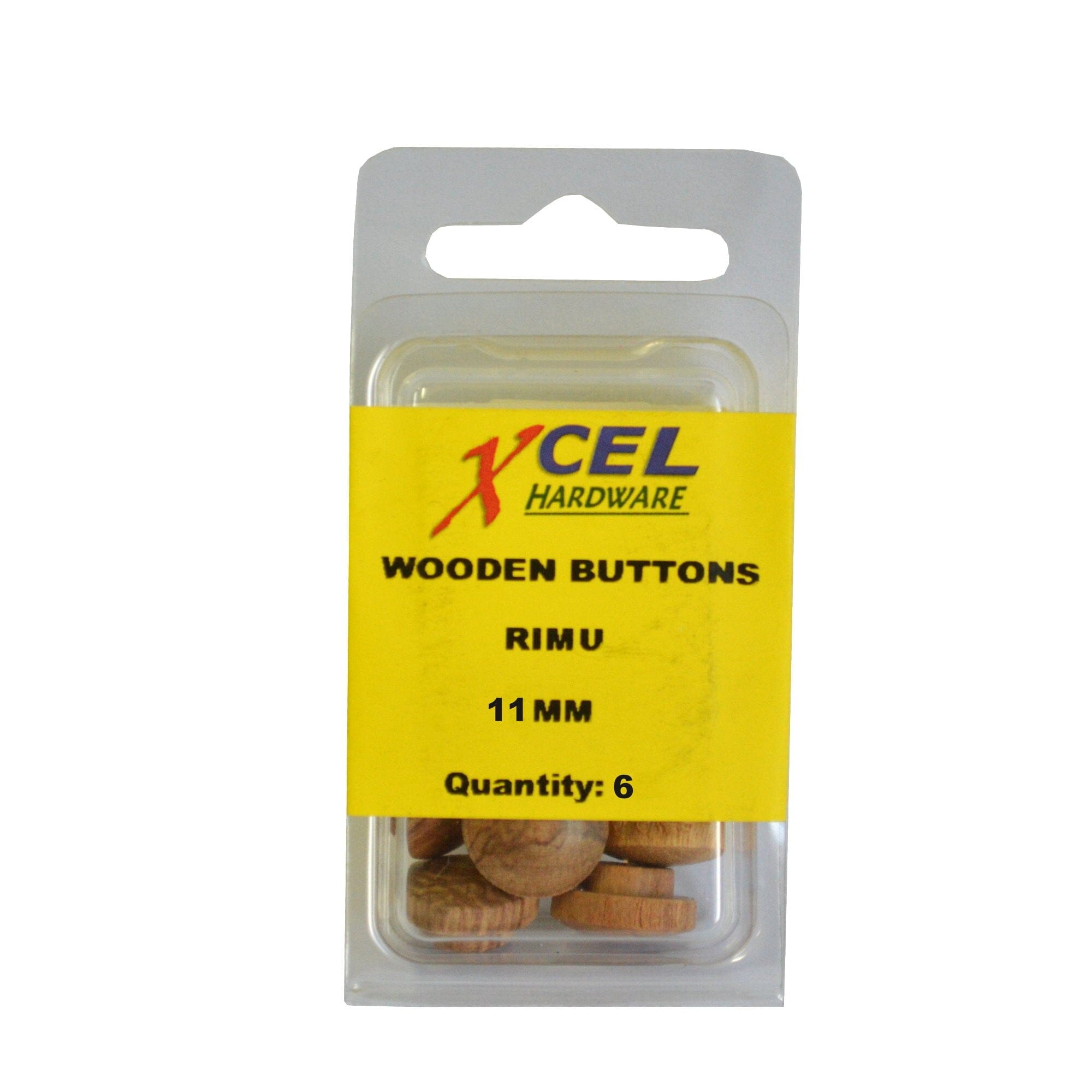 Xcel Wooden Pin Buttons - Rimu 6-pce 11mm