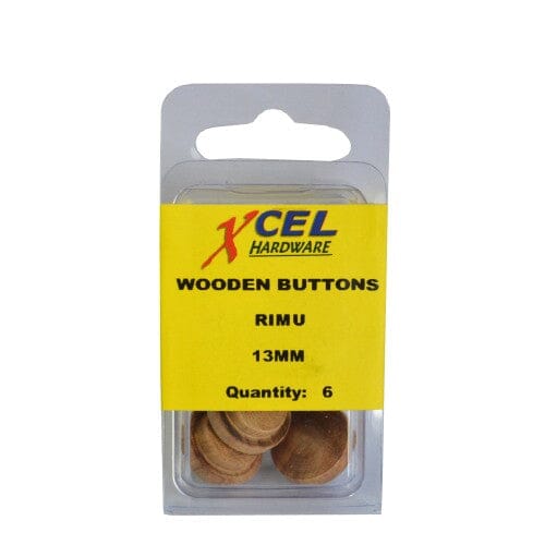 Xcel Wooden Pin Buttons - Rimu 6-pce 13mm