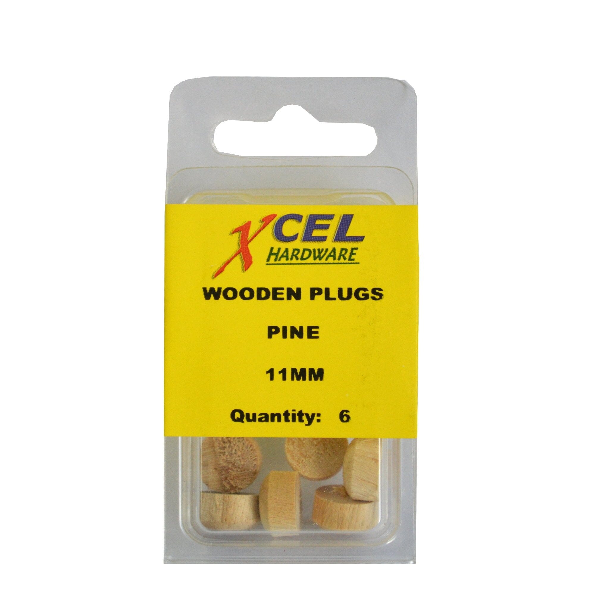 Xcel Wooden Plug Buttons - Pine 6-pce 11mm