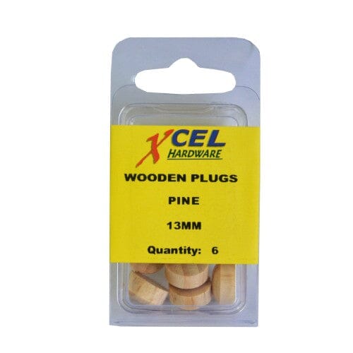 Xcel Wooden Plug Buttons - Pine 6-pce 13mm