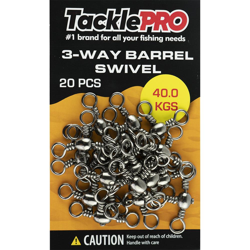Tacklepro 3 Way Barrel Swivel 40.0Kg - 20Pc | Swivels - Barrel-Fishing-Tool Factory