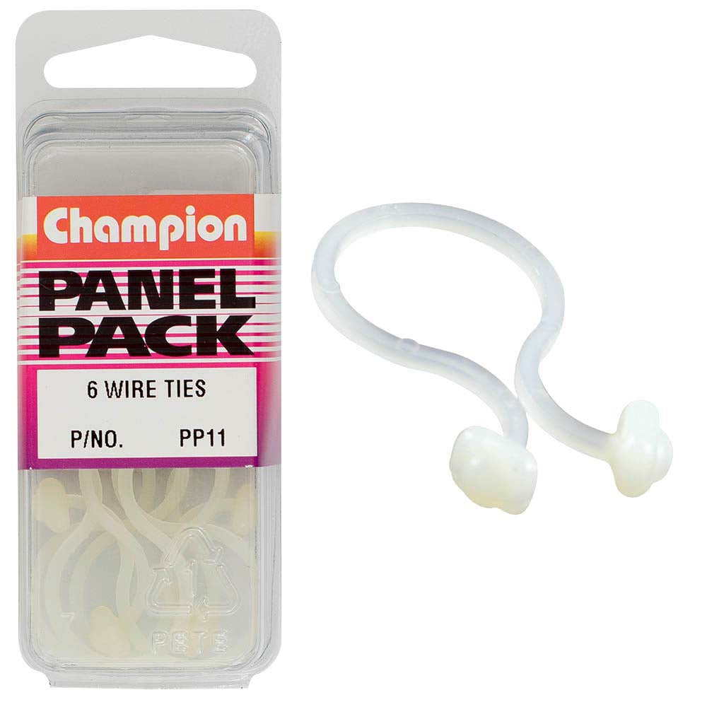 Champion Universal Plastic Wire Tie White -6pk**
