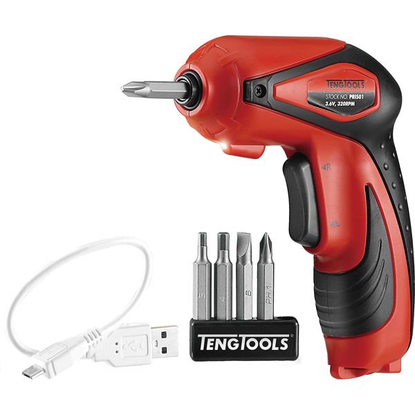 Teng 5Pc 3.6V 1/4In Hex Power S/Driver Set - 4.9Nm | Cordless - Drills & Drivers-Power Tools-Tool Factory