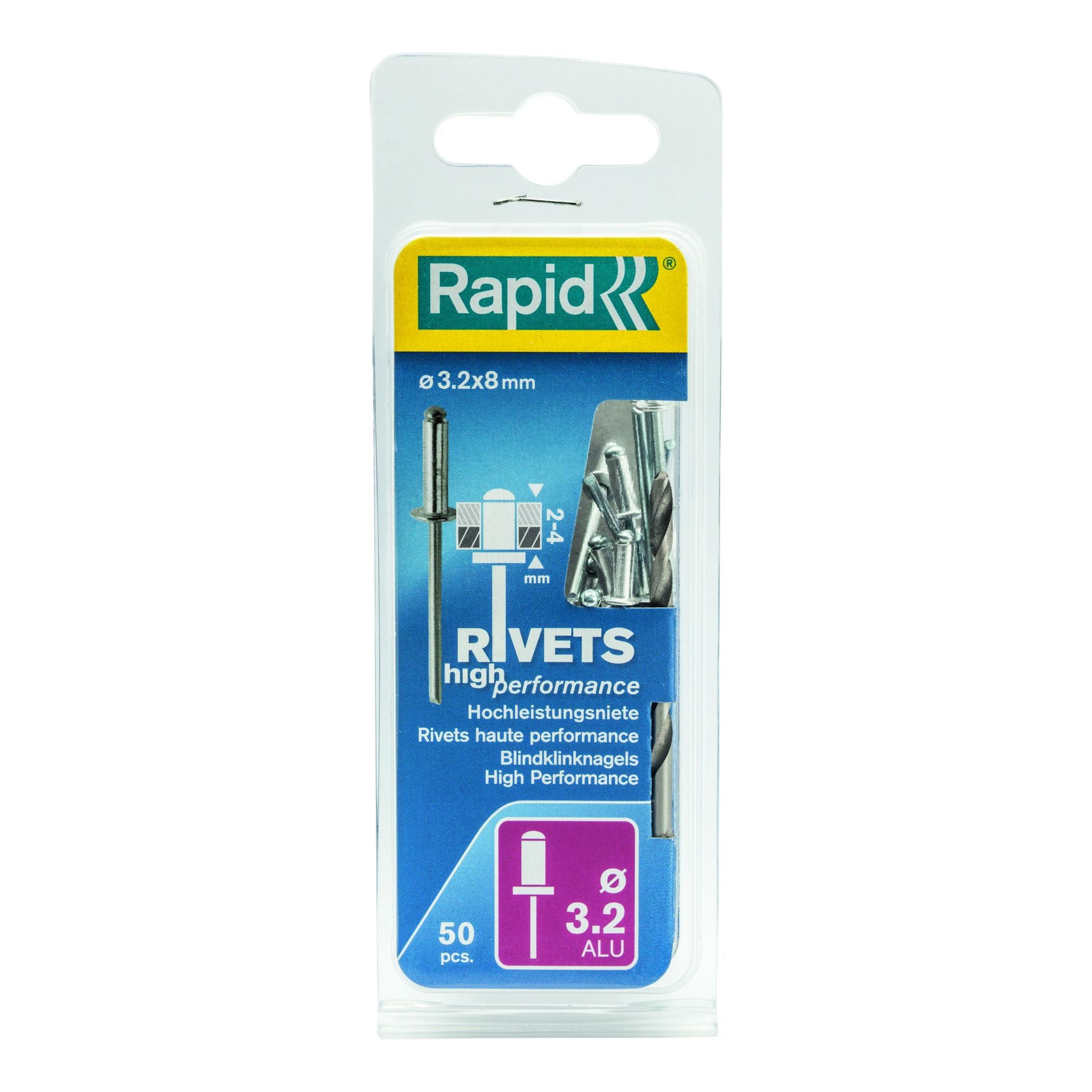 Rapid Rivets 3.2x8mm High Perf Alu 50pc 5000383