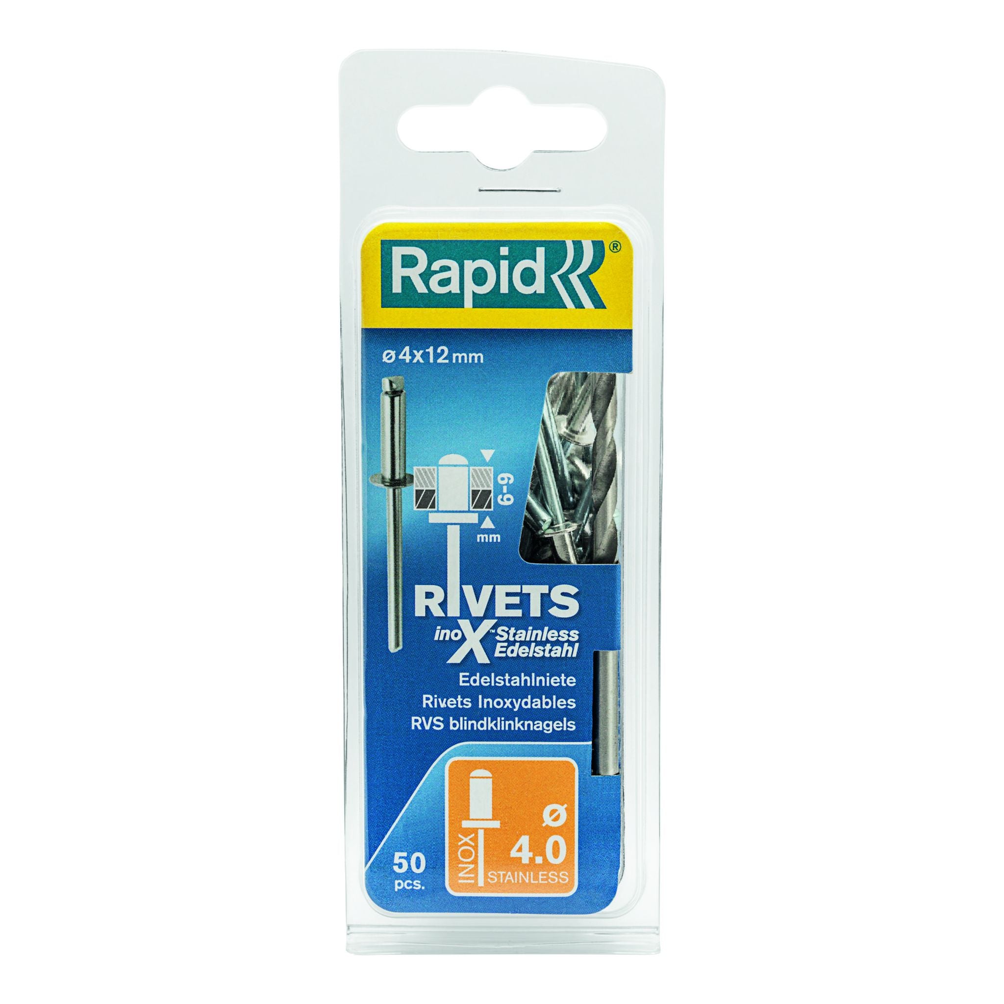 Rapid Rivets 4x12mm S/Steel 50pc 5000394
