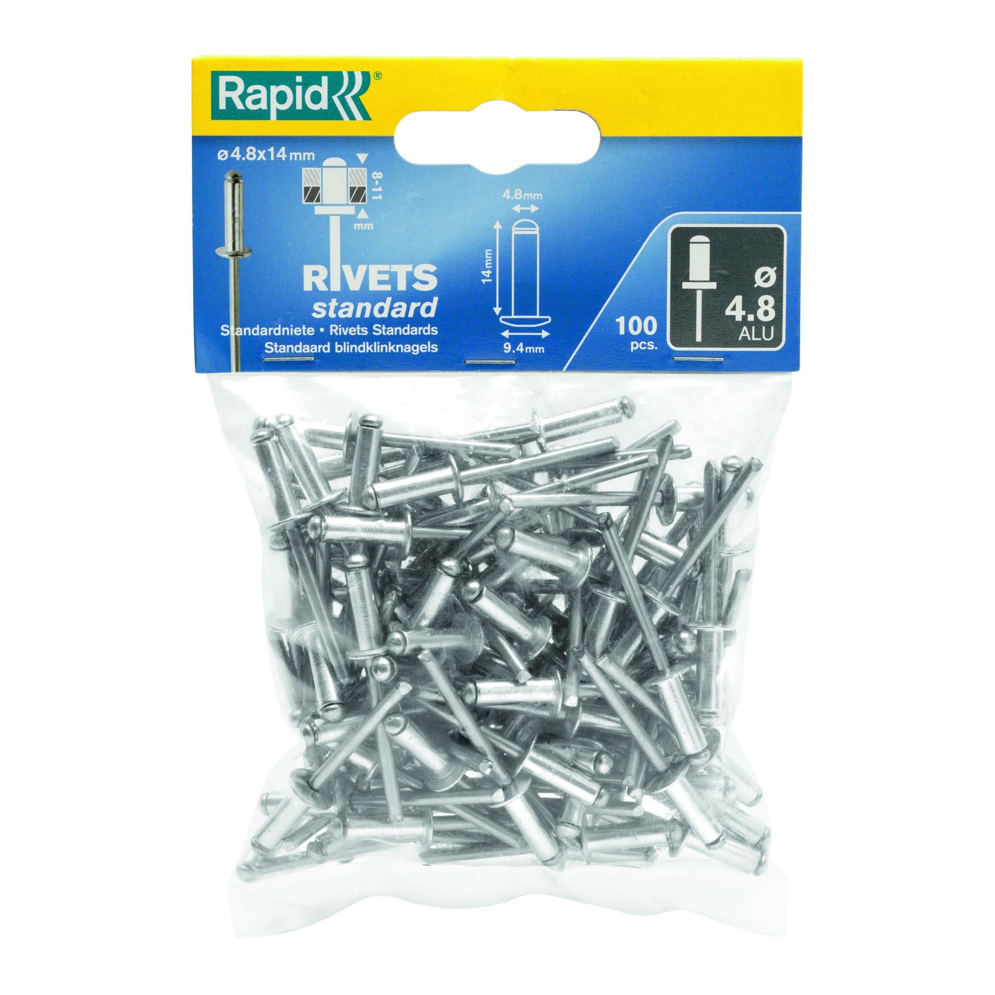 Rapid Rivets 4.8x14mm Std Alu 100pc 5000381