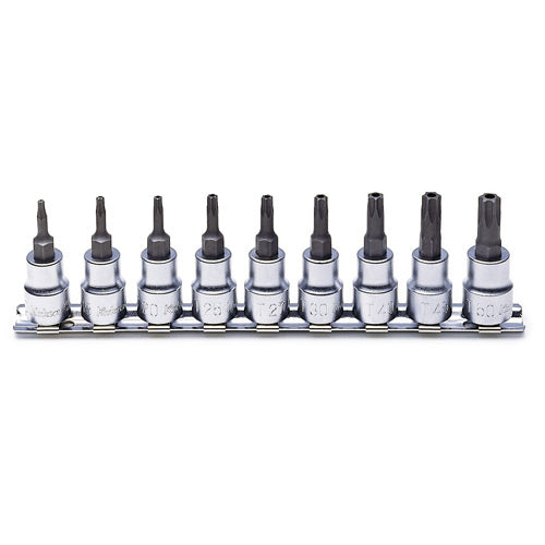 Koken 3/8" Dr Security Torx Socket Set On Rail - 9pc T10H-T50H-Sockets & Accessories-Tool Factory