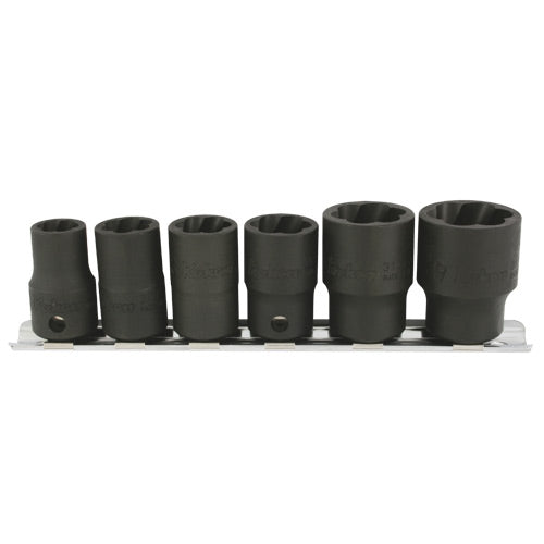Koken 3/8" Dr Nut Twister Socket Set On Rail - 6pc 10-19mm-Sockets & Accessories-Tool Factory