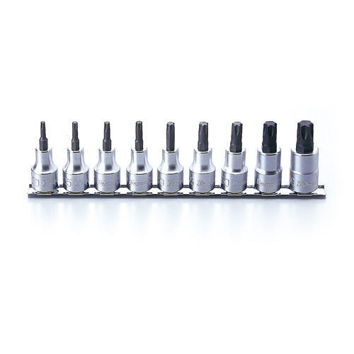 Koken 1/2"Dr Torx Bit Socket Set On Rail - 9pc T20-T60-Sockets & Accessories-Tool Factory