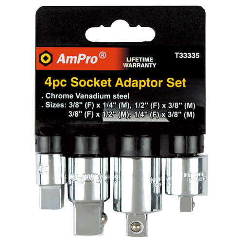 AmPro Socket Adaptor Set 4pc 1/4", 3/8" & 1/2"Dr-Sockets & Accessories-Tool Factory