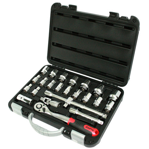 AmPro 6pt 24pc 1/2"Dr Socket Set 10-32mm 10-32mm-Sockets & Accessories-Tool Factory