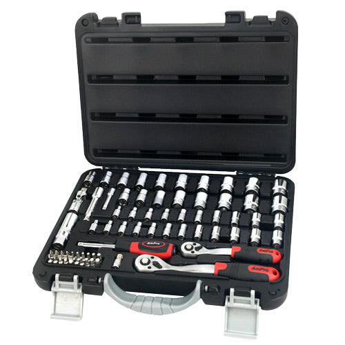 AmPro 1/4" & 3/8"Dr Socket Set 6pt 68pc 5/32-13/16" & 4-19mm-Sockets & Accessories-Tool Factory