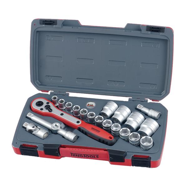 Teng 21Pc 1/2In Dr. Metric Reg. Socket Set 6Pnt | Socketry - 1/2 Inch Drive-Hand Tools-Tool Factory