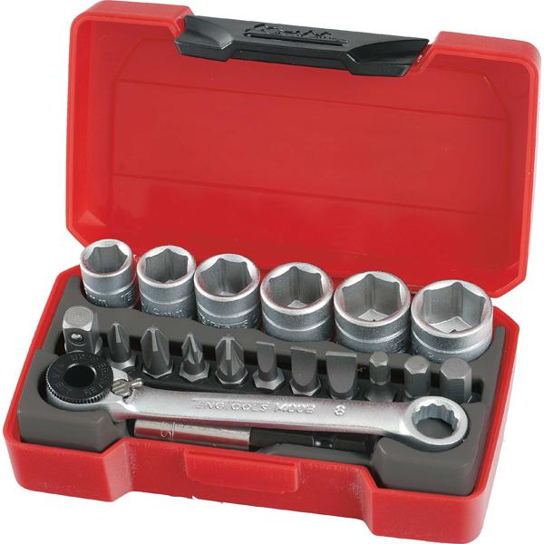 Teng 19Pc 1/4In Dr. Super Mini Metric Skt. & Bits Set | Socketry - 1/4 Inch Drive-Hand Tools-Tool Factory