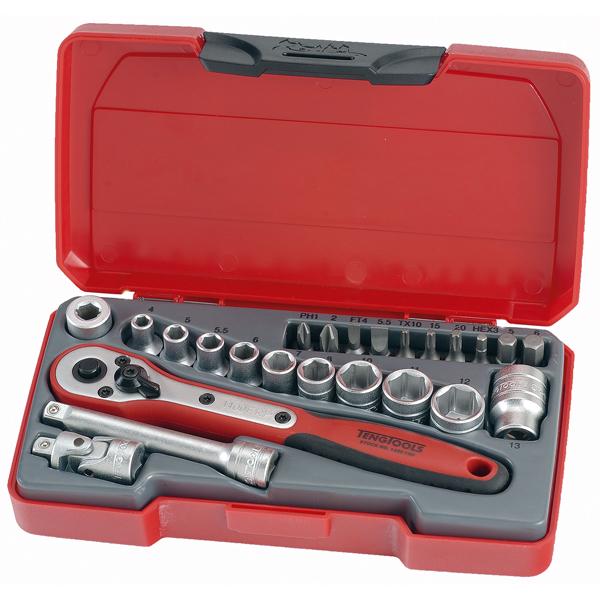 Teng 24Pc 1/4In Dr. Mini Metric Socket Set | Socketry - 1/4 Inch Drive-Hand Tools-Tool Factory