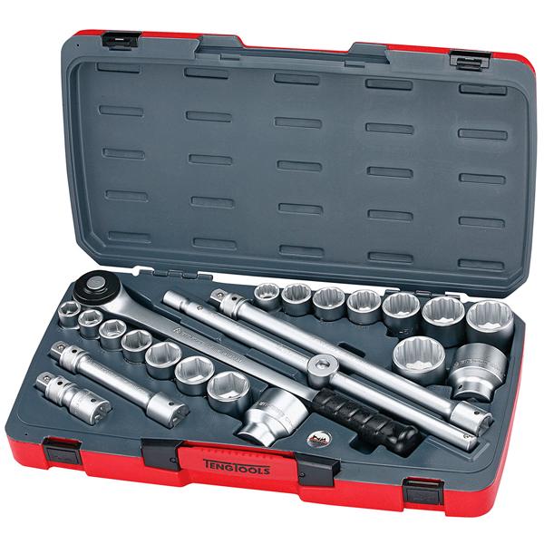 Teng 22Pc 3/4In Dr. Metric/Af Skt. Set W/Security Lock | Socketry - 3/4 Inch Drive-Hand Tools-Tool Factory