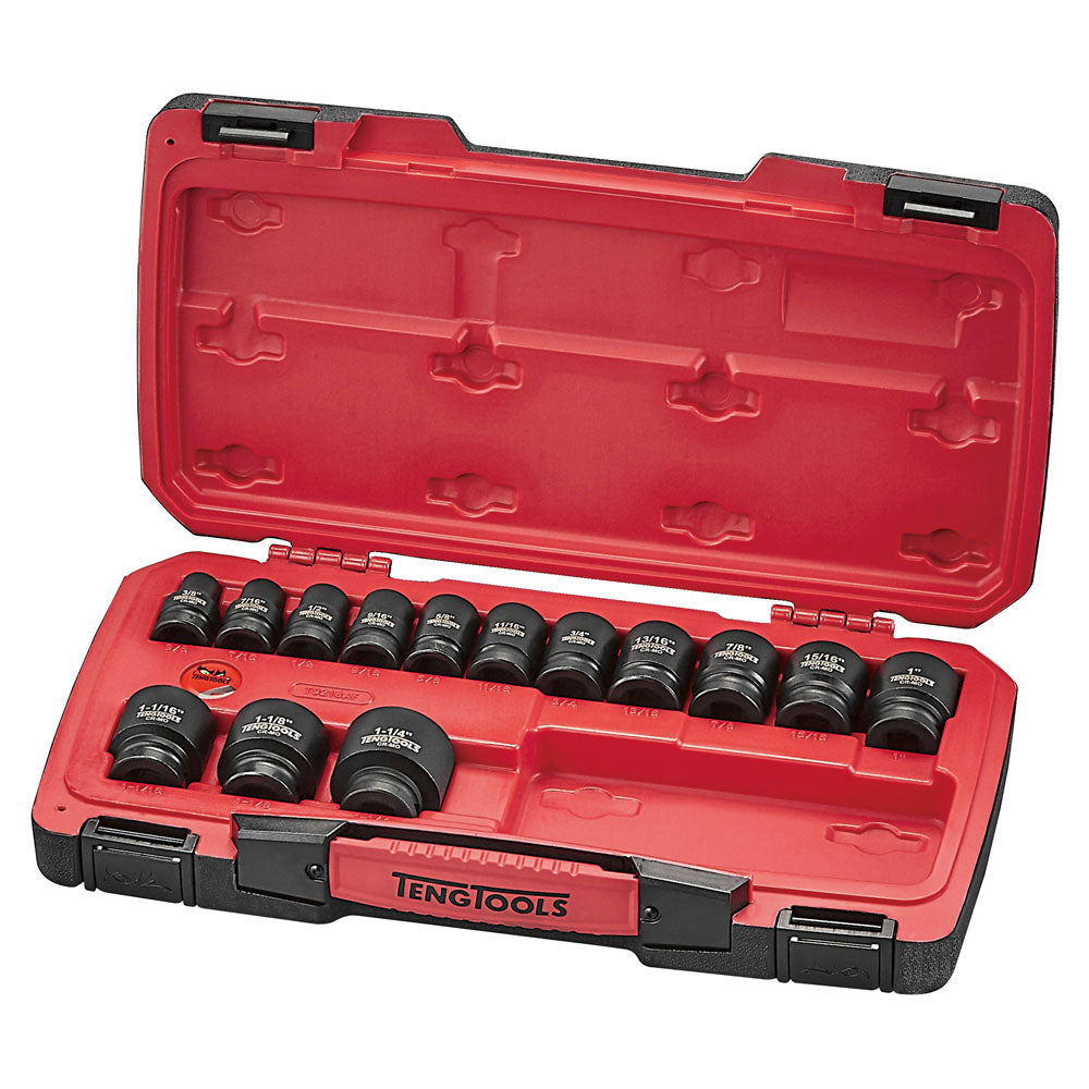 Teng 18pc 1/2in Dr. AF Reg. Impact Socket Set 6-Pnt