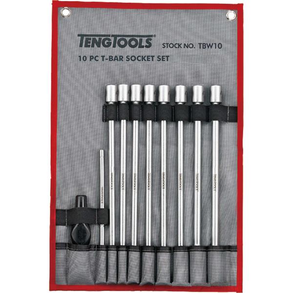 10Pc T-Bar Universal Joint Long Socket Set- 7-19Mm | Service Tools - Sets-Hand Tools-Tool Factory