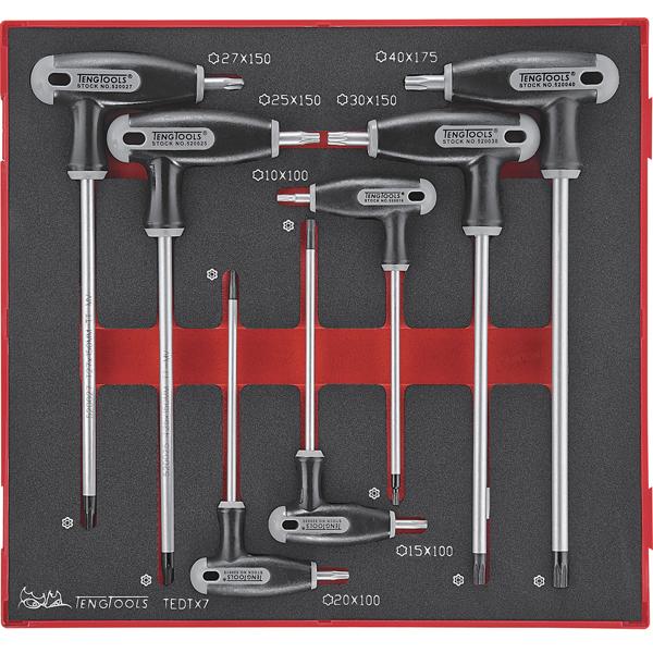 Teng 7Pc Torx Tp/Tpx T-Handle Set 10-40-Ted-Tray | Tool Tray Sets - Metric-Hand Tools-Tool Factory