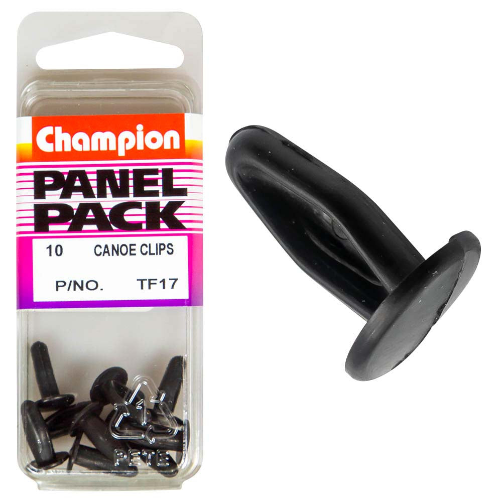 Champion Canoe Clip Black 9.6mm HD x 13.4mm -10pk