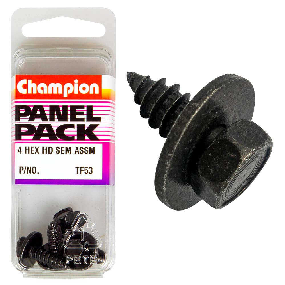 Champion 12G x 3/4in Hex /Ph S/Tap Set Screw -4pk