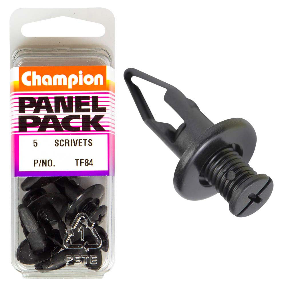 Champion Scrivet Clip Black 20mm HD x 18mm -5pk